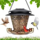 Solar Bird Feeders for Outside Hanging Metal Wild Bird Feeder Solar Lanterns Outdoor Waterproof Garden Decor for Yard Brown by GreenHaven Gardens