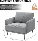 Oversized Accent Chair Set of 2 for Living Room Chairs Reading Arm Chair Comfy Modern Single Sofa Side Chairs with Metal Legs & Soft Cushion for Bedroom, Balcony,Waiting Room (Polyester, Grey) by CozyNest Decor