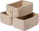 Small Storage Baskets for Organizing | Closet Organizer Bins | Shelf Toy Basket | Woven Rope Baskets | Cube Decorative Box | Shallow Basket | 13x8.5x5.1” | 3 Packs Mixed Brown by GreenHaven Gardens