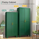 Metal Pantry Cabinet with 2 Doors and 5 Adjustable Shelves, 75" Kitchen Storage Cabinet with Gold Handles, Versatile Storage for Laundry, Living, Bathroom, Dining, Utility Room - Green by CozyNest Decor