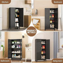Metal Kitchen Pantry Storage Cabinet with 2 Doors and 3 Adjustable Shelves,Pantry Cabinet with Adjustable Leveling Foot for Kitchen, Living Room, Dining Room（Black） by CozyNest Decor