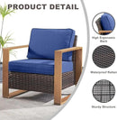 Outdoor Wicker Patio Furniture Set - 4 Piece Patio Conversation Set with 2 Wicker Armrest Chairs,2 Rattan Ottoman, Sturdy Frame, Thick Cushions, Deep Seating(Brown/Blue) by CozyNest Decor