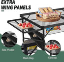 Folding Table with 2 Wing Panels, 3x2 FT Camping Table with Mesh Desktop,Height Adjustable Folding Grill Table with Mesh Bag,Portable Outdoor Table for Picnic,Camping,BBQ,Beach(Black) by GreenHaven Gardens