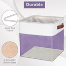Collapsible Fabric Storage Cubes 11x11 Cube Storage Bins, 4 Pack Closet Baskets Box with Handles for Organizing, Shelf, Toys, Clothes, Home, Office, Nursery (Purple&White) by CozyNest Decor