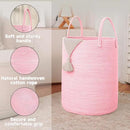 Large Woven Laundry Basket Hamper,80L Cotton Rope Storage Bin for Blankets,Toys and Clothes,Decorative Tall Nursery Hamper for Living Room,Baby Nursery,Bathroom and Bedroom,Pink by CozyNest Decor