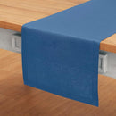 Solino Home Linen Table Runner 90 Inches Long - 100% Pure Linen Indigo Blue Dining Table Runner 14 x 90 Inch for Fall, Autumn, Thanksgiving - Fete by CozyNest Decor