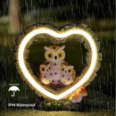 Solar Owl Garden Statue, Outdoor Waterproof Handmade Resin Statue,Garden Sculpture with Solar LED Lights, Warm Owl Statue Decoration, Suitable for Roads, Yards, lawns (Warm Owl Family) by GreenHaven Gardens