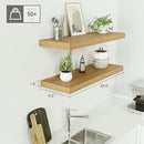 Floating Shelves for Wall 24 inchs Long, 9.2” deep x 1.5” Wall Shelf for Bedroom, Bathroom, Living Room, Kitchen, Office Home Decor, Deep Wood Shelves with Invisible Brackets, Set of 2, Oak by CozyNest Decor