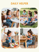 Booster Seat for Kitchen Chair, Adjustable Washable Safety Belts Toddler Booster Seats, PU Non-Slip Kids Dining Table Booster Seat, Portable Travel Increasing Cushion for Baby Child Kid Boy Girl by TinyTreasures Baby Boutique