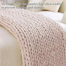 Admitrack Chunky Knit Blanket Throw, 100% Hand Knit Chenille Throw Blanket for Sofa & Home Decor, Soft and Cozy Knitted Throw Blankets (Pink，51"x63") by CozyNest Decor