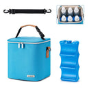 Breastmilk Cooler Bag with Ice Pack Fits 6 Baby Bottles Up to 9 Ounce, Baby Bottle Bag with Shoulder Strap for Nursing Mom Daycare, Blue by TinyTreasures Baby Boutique
