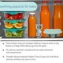 Silicone Baby Food Freezer Tray with Teething Popsicle Molds - Baby Fruit Feeder and Breastmilk Teether Combo by TinyTreasures Baby Boutique