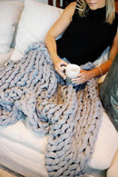 Nuzzie Chunky Knit Weighted Blanket - Breathable, Cooling, Hand Made Knit Throw Blanket for Sleep - Machine Washable, Stylish Decor Design (Misty Grey, Queen | 22lbs | 60"x80") by CozyNest Decor