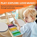 iPlay, iLearn Toddler Wooden Drum Set, Kids Musical Instruments Toy, 8 in 1 Percussion Drum Kit W/Xylophone Cymbal, Baby Montessori Learning Birthday Gifts for 18 Month, 2 3 4 5 6 Year Old Boy Girl by TinyTreasures Baby Boutique