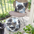 Inflatable Ottoman Stool D21 xH9 for Outdoor/Indoor Use, Water Repellent Patio Foot Rest Stool with Portable Handle,Round Pouf Ottoman Suitable for Garden,Deck and Camping - Monstera Blue by CozyNest Decor