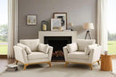 Large-Sized Accent Chair, Thick Cushion Bedroom Reading Chair, Comfortable Living Room Single Sofa， Linen Gray by CozyNest Decor
