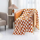 LOMAO Throw Blankets Flannel Blanket with Checkerboard Grid Pattern Soft Throw Blanket for Couch, Bed, Sofa Luxurious Warm and Cozy for All Seasons (Orange, 50"x60") by CozyNest Decor