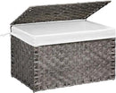 Wicker Storage Basket with Lid, 42.3 Gallon (160L) Large Blanket Basket with Lid, Woven Storage Bin with Handles, Removable Liner, Metal Frame, Foldable, for Bedroom, Laundry Room, Grey by CozyNest Decor