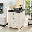 18" Farmhouse Night Stand with 3 Drawers, Wood End Table Dresser for Bedroom, White Nightstand, Bed Side Table with Metal Handle, Bedside Cabinet for Bedroom Living Room, Closet by CozyNest Decor