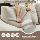112" L Shaped Sectional Sofa with Detachable Sofa Cover, Reversible Sectional Modular Couch for Living Room, Linen Fabric Corner Couch with 7 Seats, Oatmeal by CozyNest Decor