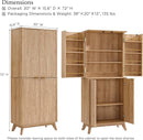 OKD Fluted Kitchen Pantry, 72" Tall Mid Century Modern Storage Cabinet with Adjustable Shelves & Door Organizer, Wood Cabinet for Kitchen, Living Room, Natural Oak