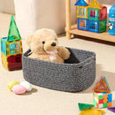 Small Storage Baskets for Organizing | Closet Organizer Bins | Shelf Toy Basket | Woven Rope Baskets | Cube Decorative Box | Shallow Basket | 13x8.5x5.1” | 3 Packs Dark Gray by CozyNest Decor