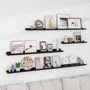 Solid Ash Wood Picture Ledge Shelf, Floating Shelves Set of 2, 56 Inch Long Large Ledge Shelves, Nursery Book Shelves Wall Mounted for Living Room Bedroom Kitchen Decor Kids Bookshelf, Black by TinyTreasures Baby Boutique
