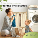 Laundry basket with wheels beige - Large Bamboo Laundry Sorter with Removable Cotton Bags - 3 Section laundry room organization - Durable, Eco-Friendly, and Stylish Storage Solution for Home by CozyNest Decor