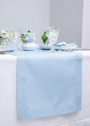 Solino Home Sky Blue Table Runner 90 Inches Long - 100% Pure Linen Hemstitch 14 x 90 Inch Table Runner for Dining - Classic Hemstitch by CozyNest Decor