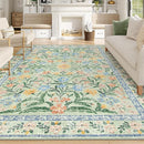 Wonnitar Machine Washable Area Rugs 9x12, Soft Sage Green Floral Rug for Living Room Bedroom, Ultra-Thin Large Foldable Boho Carpets for Playroom Classroom Dining Room by TinyTreasures Baby Boutique