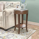 COSIEST Round End Table, 2-Tier Classic Brown Side Table, Farmhouse Wood Accent Table with Storage Shelf for Living Room, Bedroom, Office, Distressed Glaze Finish by CozyNest Decor
