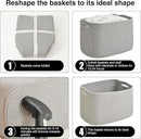 Storage Baskets for Organizing & Shelves, Woven Cotton Rope Organization Bins for Dog Toys, Clothes, Books, Nursery Organizer, 15" Lx11 Wx9.5 H, (4 Packs) Grey by CozyNest Decor