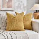 Fancy Homi 2 Packs Mustard Yellow Samll Decorative Throw Pillow Covers 12x12 Inch with for Couch Bed Sofa, Rustic Farmhouse Boho Home Decor, Soft Corss Patchwork Corduroy Square Cushion Case 30x30 cm by CozyNest Decor