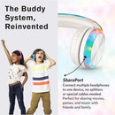 LilGadgets Connect+ Pro Kids Headphones with Mic and Cord, SharePort Technology, Over-Ear Foldable Headset, Volume Limit 93db, Wired Inline 3.5mm Jack for School - Tie Dye Rainbow Headphones for Kids by TinyTreasures Baby Boutique
