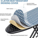 KINGBOARD Ironing Board, Foldable Iron Board with Iron Rest, Compact Ironing Board with Height Adjustable, Extra Thick Heat-Resistant Cover, Heavy-Duty Sturdy Metal Legs, 43x13 Blue by CozyNest Decor