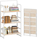 4NM No Assembly Foldable Bookshelf, 3-Shelf Collapsible Bookcase Storage for Small Spaces, 42.1" H, Natural White by CozyNest Decor