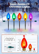 Minetom 11Feet 5 LED Super Jumbo Christmas String Lights or Pathway Marker Lights, Outdoor Xmas Decorations- Jumbo C9 Hanging Lights Waterproof Lawn Dec for Holiday Home Tree Roof Yard Garden by GreenHaven Gardens