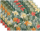 Tropical Palm Leaves Table Mats Set of 4 Summer Watercolor Hibiscus Flower Leaf Placement Mats for Dining Table Washable Non-Slip Heat Resistant Linen Place Mat 12×18 Inch by CozyNest Decor