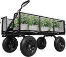Taifa Heavy Duty 1100 Lbs Capacity Steel Garden Cart with 11.5 inch Tire, Removable Side Panels Turn Into Flatbed, Utility Cart for Yard Lawn and Farm, Metal Wagon with 180° Rotating Handle, Black by GreenHaven Gardens