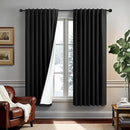 DANCURTON Black Blackout Curtains 63 Inch Length for Bedroom 2 Panels Set Back Tab Living Room Darkening Dark Out Heavy Thick Linen Farmhouse Insulated Thermal Curtain for Winter Summer 63 Inches Long by CozyNest Decor