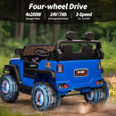2 Seater Ride on Toy Car for Kids, 24V 4WD Ride-on Truck Kids Electric Car with Remote Control, 4x200W Motors - Blue by TinyTreasures Baby Boutique
