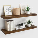 Wood Floating Shelves for Wall 24” x 8”x 1.4” Shelf Floating Rustic Farmhouse Decor, Heavy Duty Shelf Hold 60 lbs, Wall Shelves for Bathroom Living Room Kitchen Bedroom Office, 2 Packs Walnut by CozyNest Decor