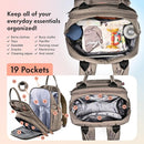 Dikaslon Diaper Bag Backpack with Portable Changing Pad, Pacifier Case and Stroller Straps, Large Unisex Baby Bags for Boys Girls, Multipurpose Travel Back Pack Moms Dads,Khaki by TinyTreasures Baby Boutique