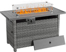 44" Fire Pit Table with Wind Guard for Outdoor, Auto-Ignition Propane Gas Firepits Rattan Rectangular Table for Outside Patio 60,000 BTU, Gray by GreenHaven Gardens