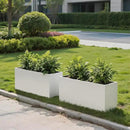 Galvanized Steel Garden Planter - White Matt Galvanized Metal Planter Box - Modern Metallic Heavy Planter - Indoor & Outdoor, Commercial & Residential (White, L36 x W12 x D16) by CozyNest Decor
