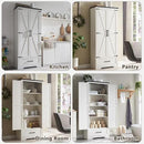 72" Tall Wood Storage Cabinet, Farmhouse Kitchen Pantry Cabinet with Adjustable Shelves & Drawer & Barn Doors, Versatile Storage for Kitchen, Dining Room, Bathroom, Antique White by CozyNest Decor