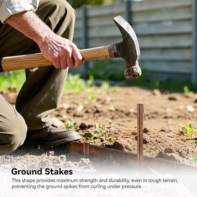 Worth Galvanized Steel Landscape Edging 4.5" x25' Metal Garden Edging Roll Flexible Bender Border with 8Pcs Stakes for Lawn, Flower Bed Edges, Rust-Like Color, photo 3 of 6