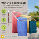 Smartsome | Wall Mounted | Clothes Drying Rack | 30" Wide | 20 Linear Feet Capacity | 8 Smooth Round Stainless Steel Rods | 60 lb Capacity | Fully Assembled | Compact Sturdy Space-Saving Design by CozyNest Decor