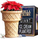 Fun & Unique Giant Ice Cream Cone Planter & Vase Quirky Large Ceramic 12” Tall Indoor Outdoor Vase for Plant Lovers – Perfect for Multiple Plants or Statement Garden Art by GreenHaven Gardens