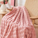 NEWCOSPLAY Faux Fur Throw Blanket Pink Bubble Blanket Thick Warm Soft for Couch Sofa Bed 550GSM (Pink, Throw(50"x60")) by CozyNest Decor